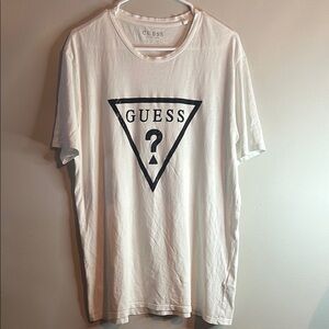 Guess White Short Sleeve Tee with Signature Logo